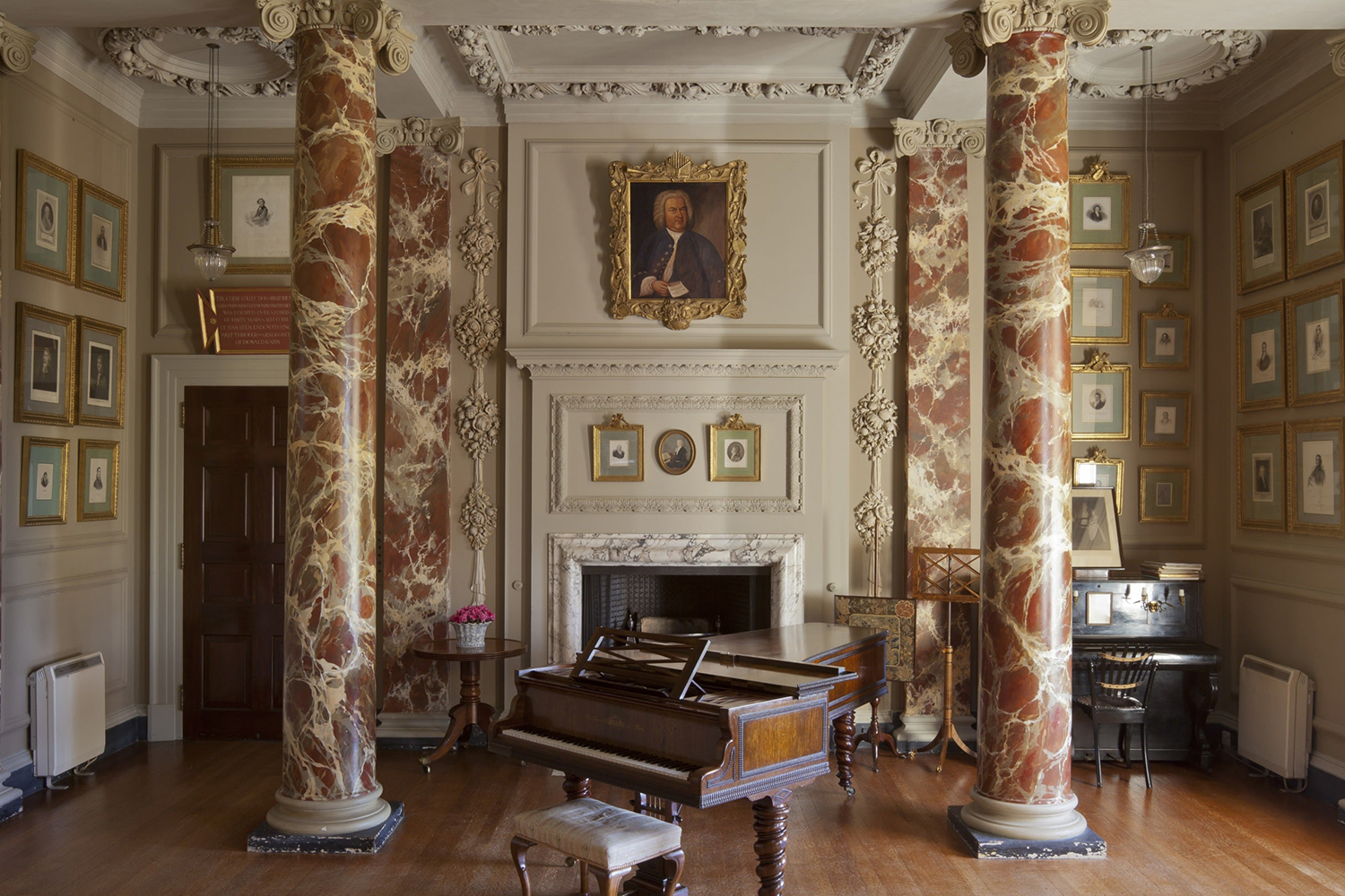 The ornate piano room at Hatchlands Park