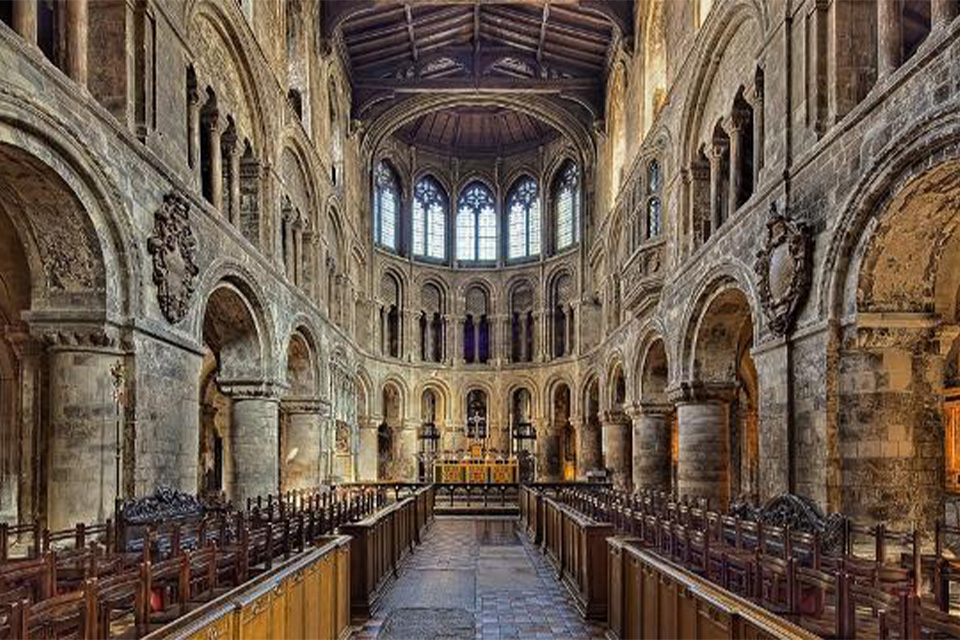 The grand interior of the church of St Bartholomew the Great