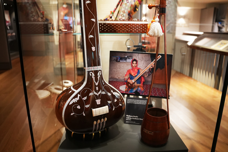 A traditional South Asian musical instrument, photographed in the RCM Museum.